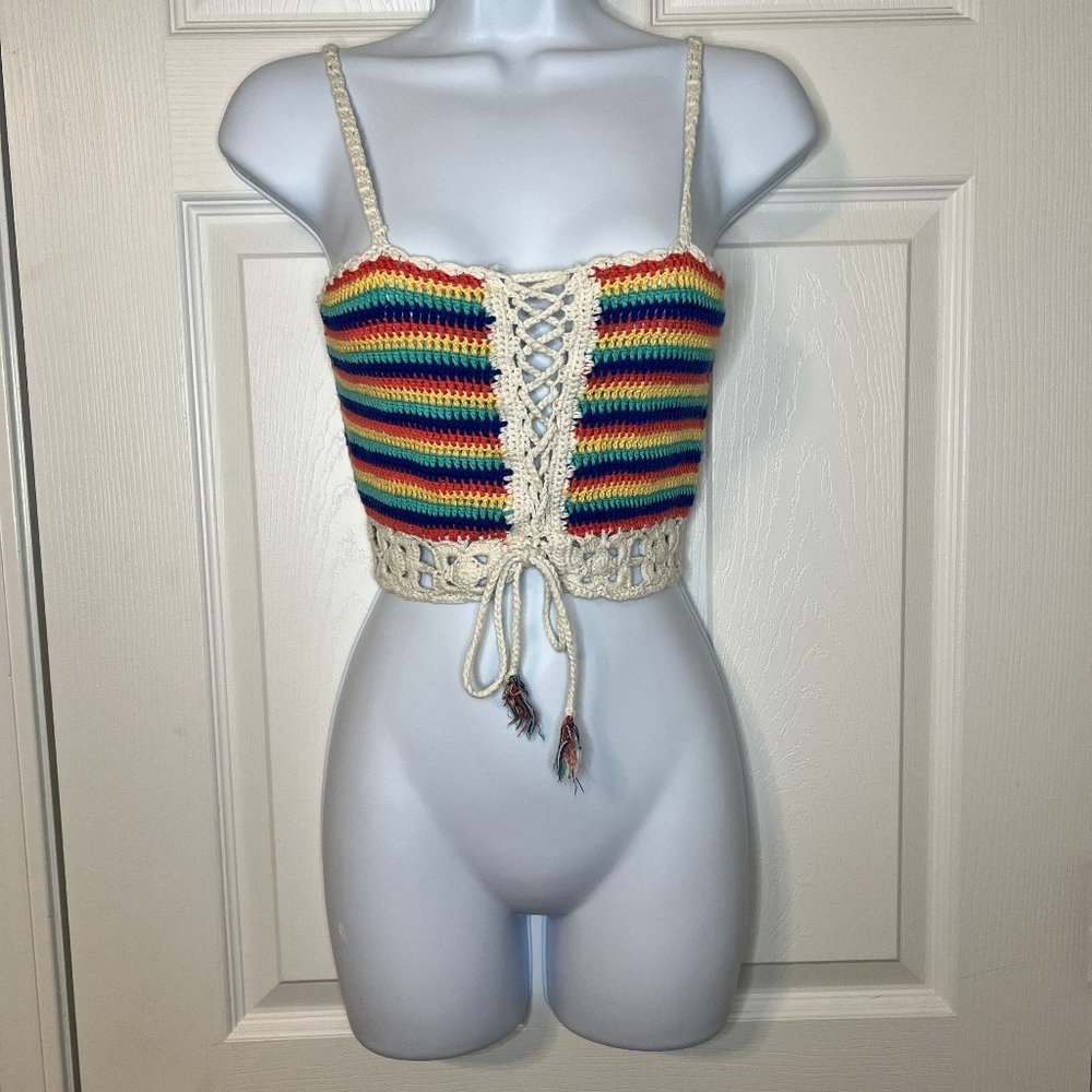 Multi color knit crop top